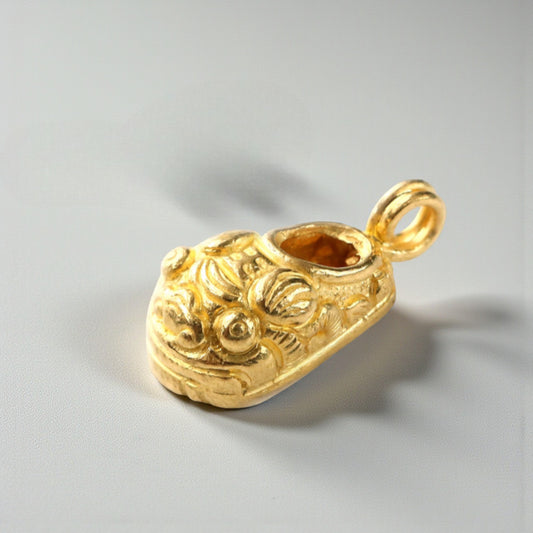 24K 999 Gold Small Lucky Tiger Head Shoes D.I.Y Charm Pendant