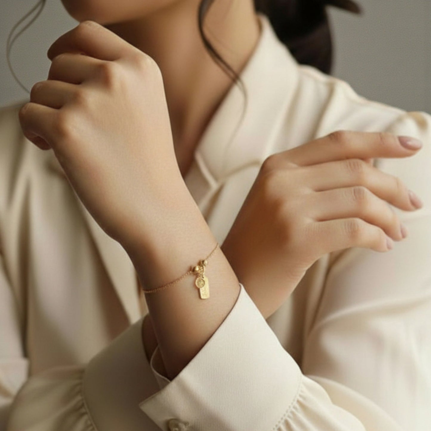 24K 999 Gold Handmade Chinese Peace Health and Joy D.I.Y Charm Pendant