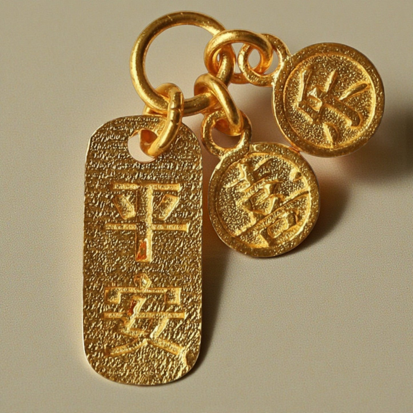 24K 999 Gold Handmade Chinese Peace Health and Joy D.I.Y Charm Pendant