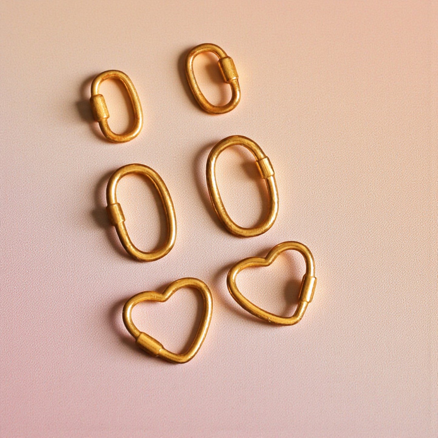 24K Gold D.I.Y Universal Connector Carabiner Lock Heart Oval Shape