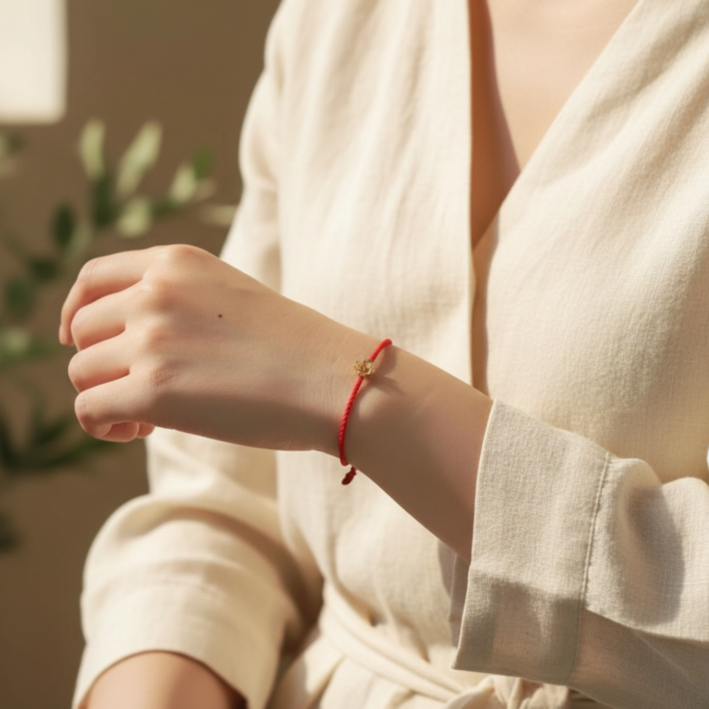 18K Gold Four-Leaf Clover Mini Blooming Flower Natural Diamond D.I.Y Charm Accessories