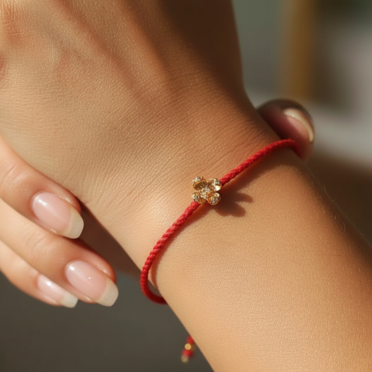 18K Gold Four-Leaf Clover Mini Blooming Flower Natural Diamond D.I.Y Charm Accessories