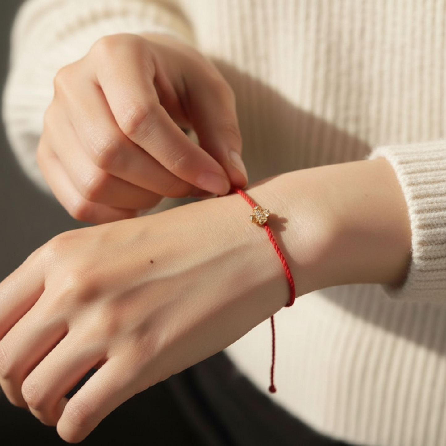 18K Gold Four-Leaf Clover Mini Blooming Flower Natural Diamond D.I.Y Charm Accessories