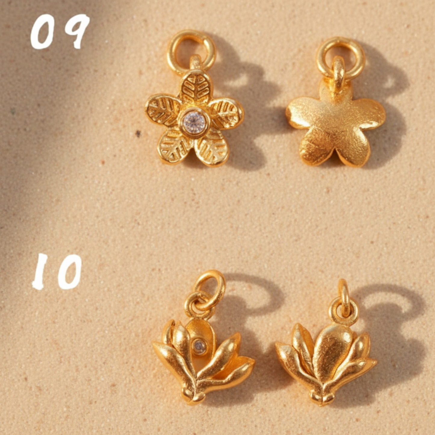 24K Gold D.I.Y Small Moissanite flower Butterfly Charm
