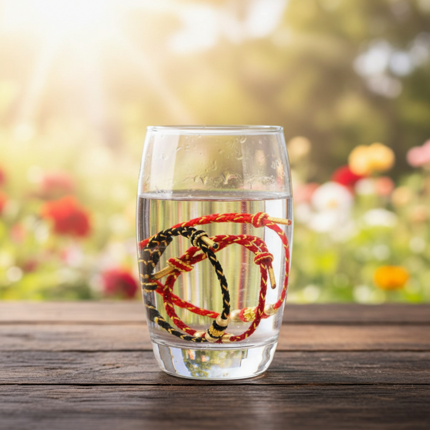 24k Solid 999 Gold Beads with Red String Hand Made Braided Rope Bracelet