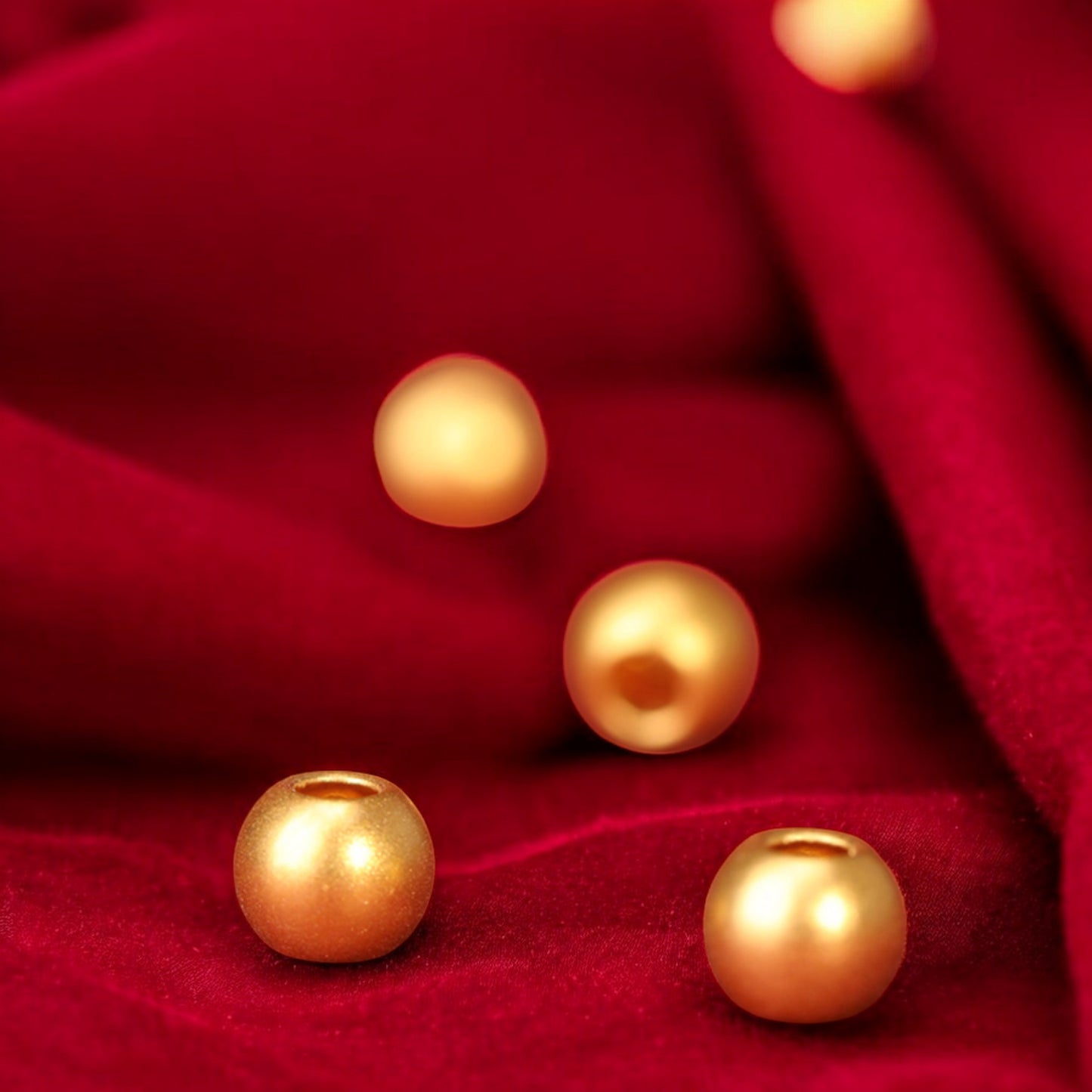 24k Solid 999 Gold Beads with Red String Hand Made Braided Rope Bracelet