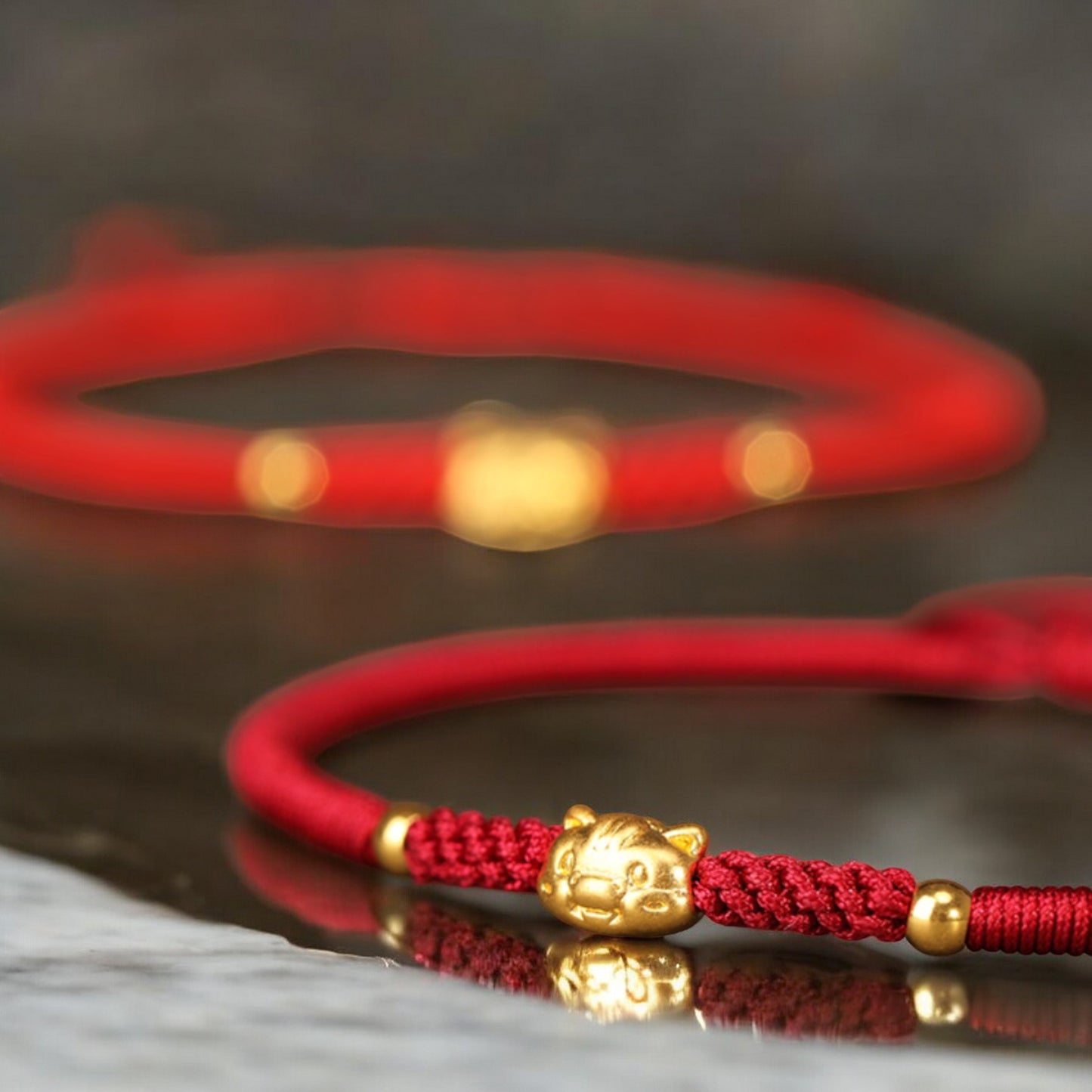 24k 999 Gold Year of Horse Bring Wealth Red String Hand Made Braided Rope Bracelet