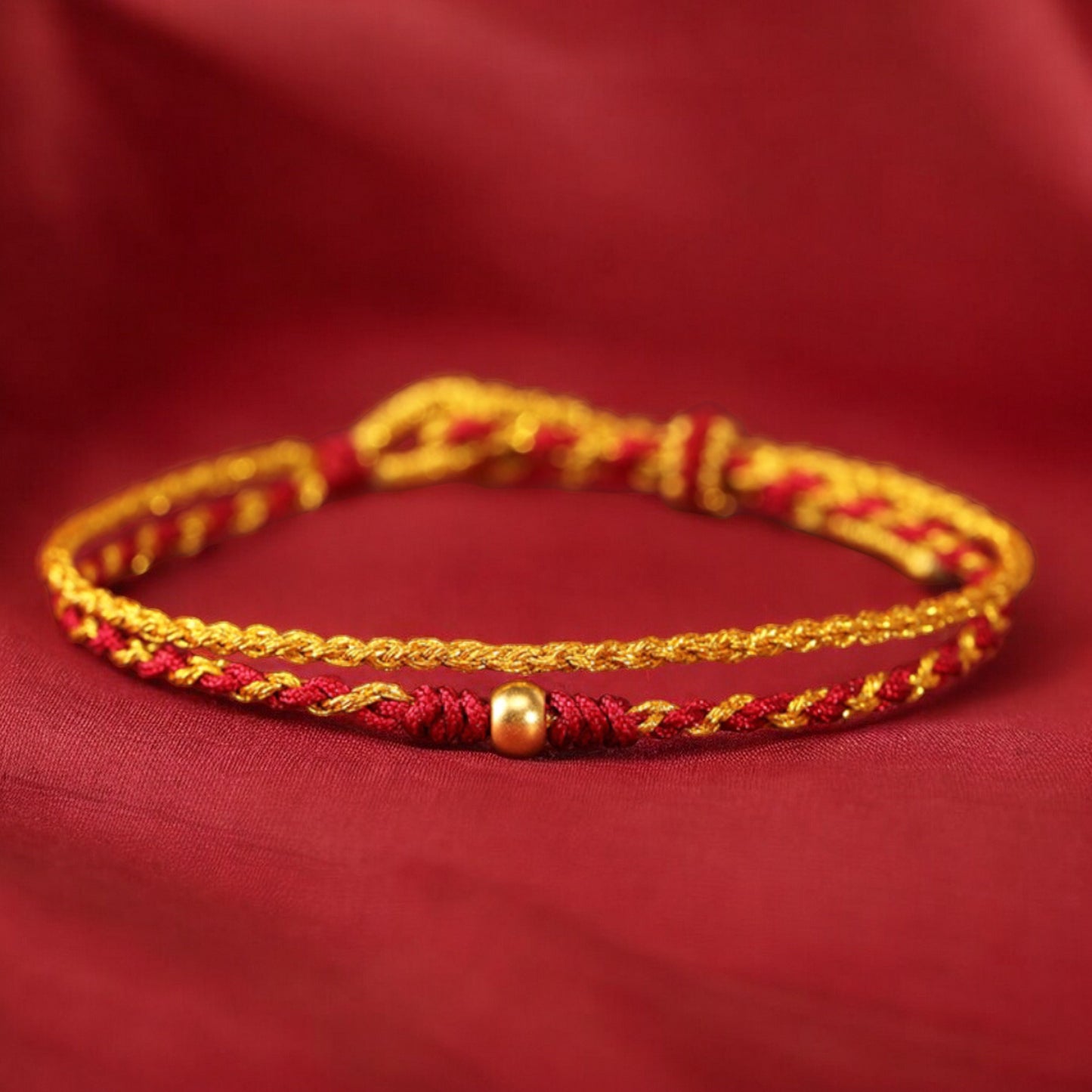 24k 999 Gold Year of Horse Double Layer Wealth and Luck Red String Braided Rope Bracelet