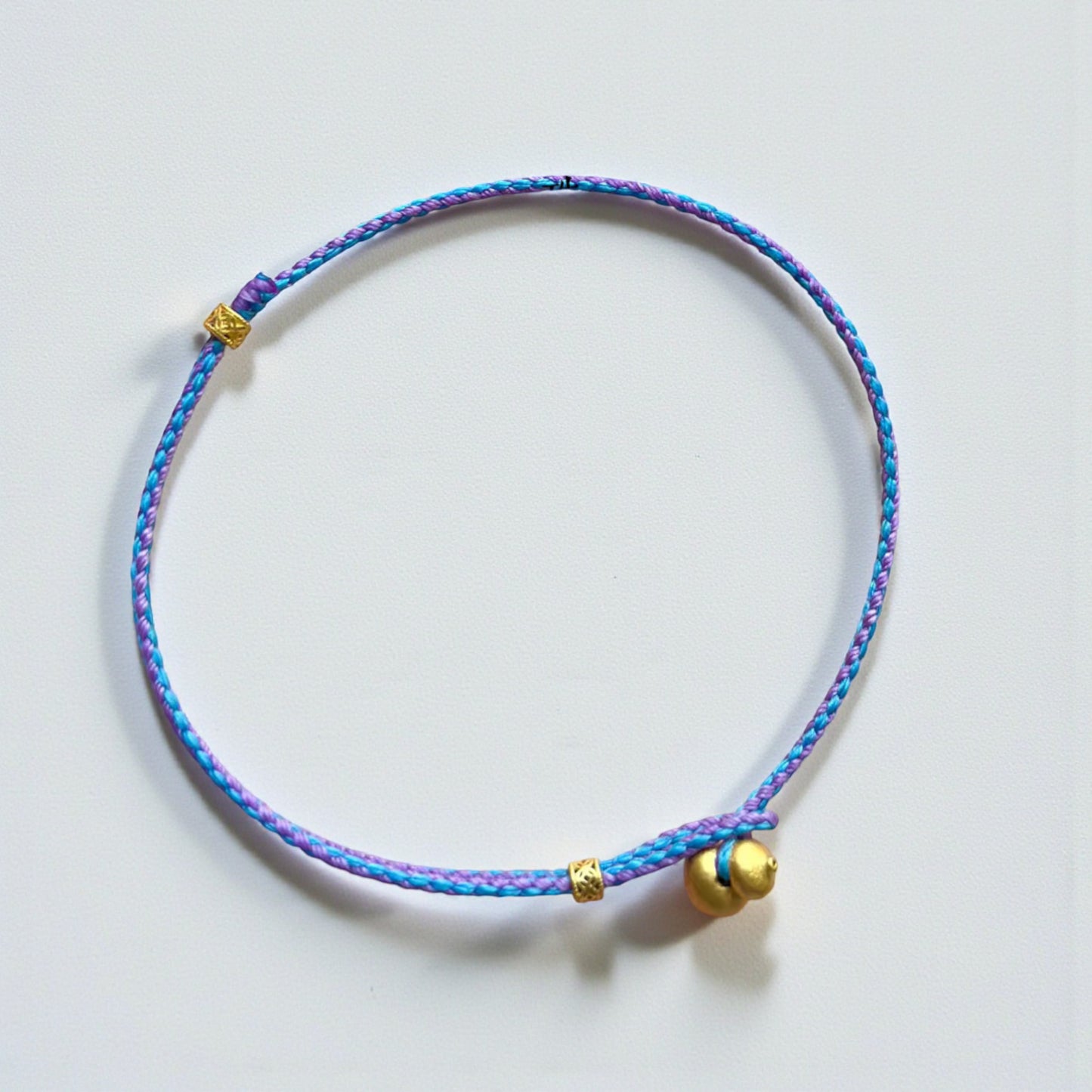 24k 999 Gold Lucky Gourd Charm Braided Rope Bracelet
