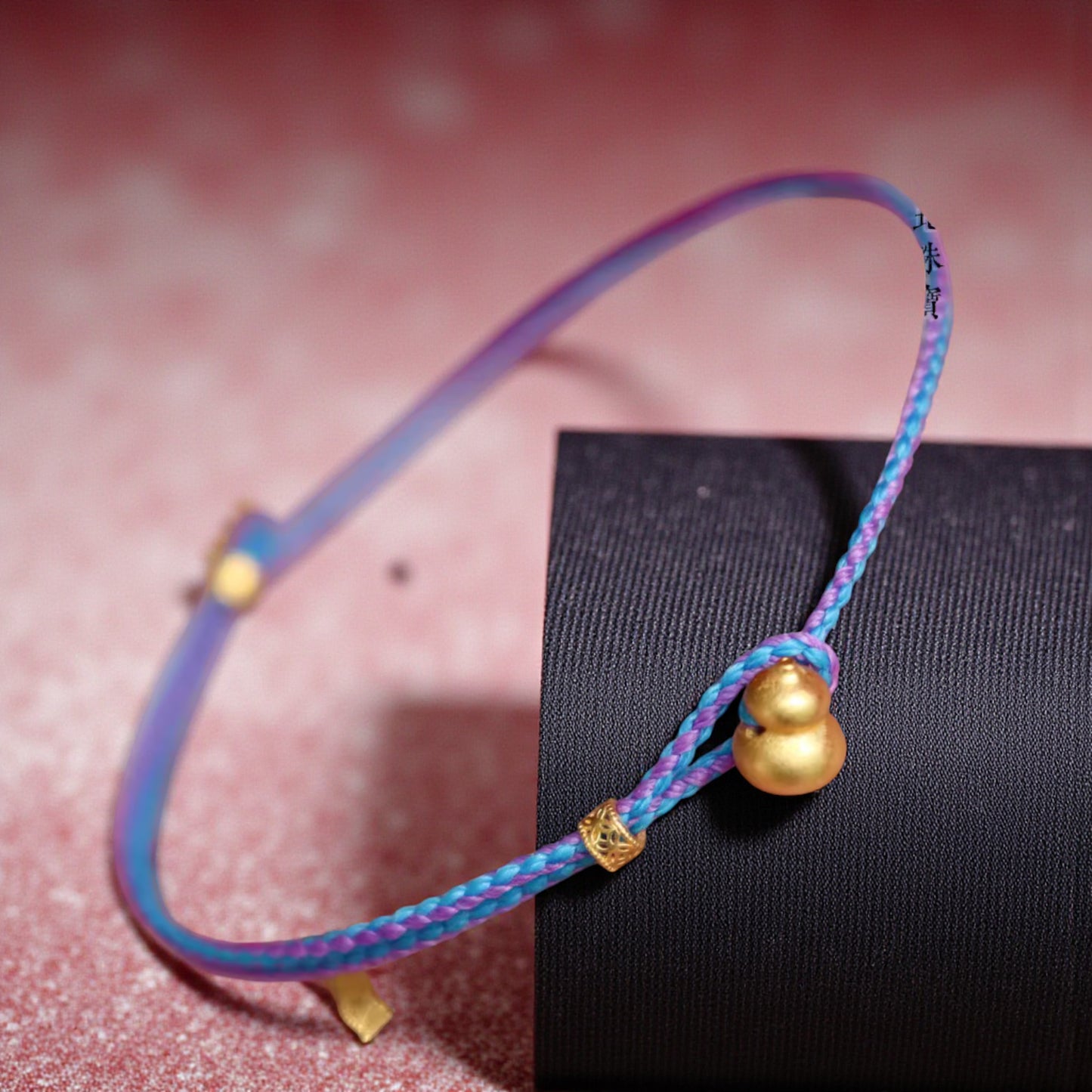 24k 999 Gold Lucky Gourd Charm Braided Rope Bracelet