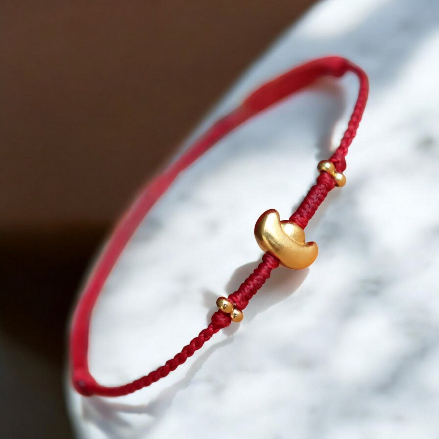 24k 999 Gold Lucky Ingot Chinese Yuanbao Charm Braided Rope Bracelet Bring Wealth