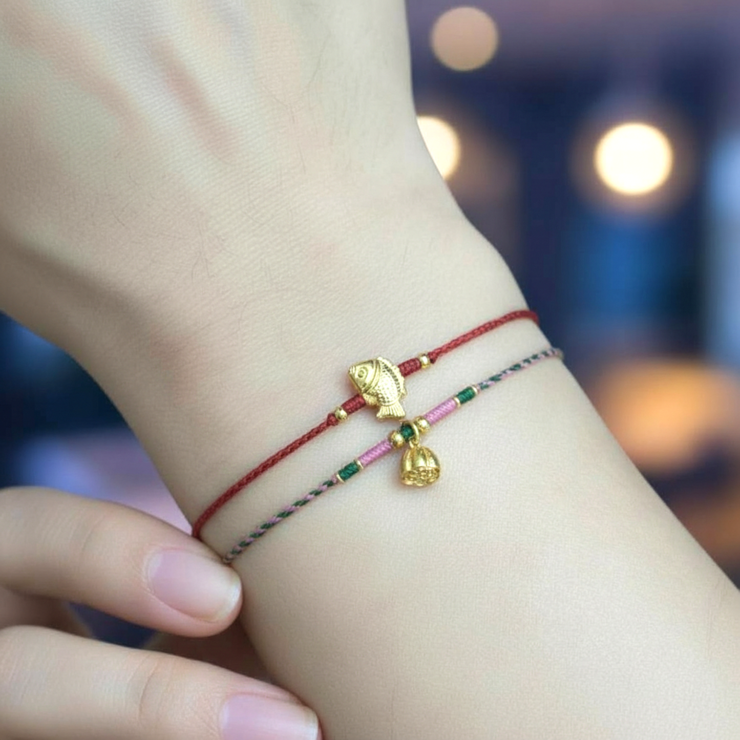 24k 999 Gold Lucky Carp Fish Leaping Over Dragon Gate Charm Braided Rope Bracelet