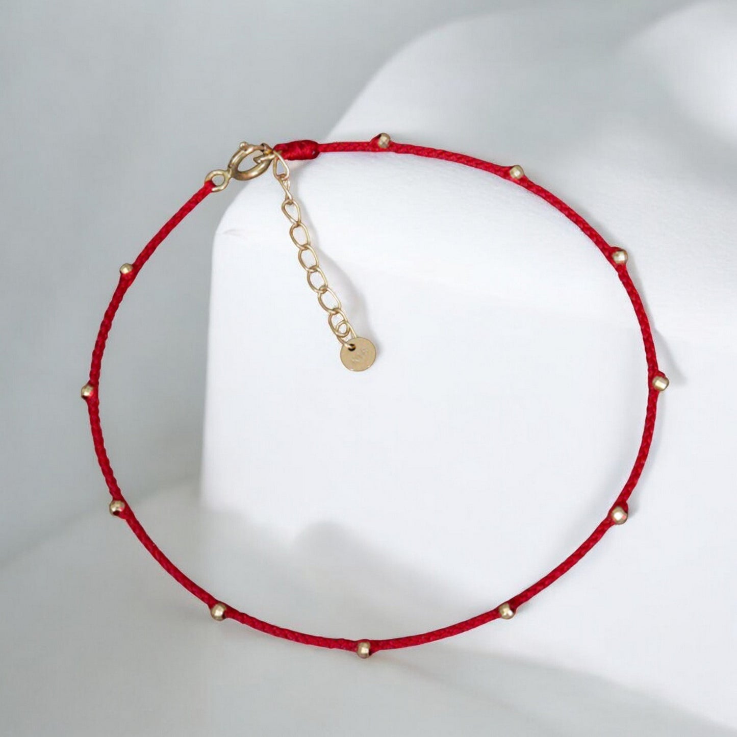 18K Gold Beads Minimal Adjustable Length Braided Rope Bracelet