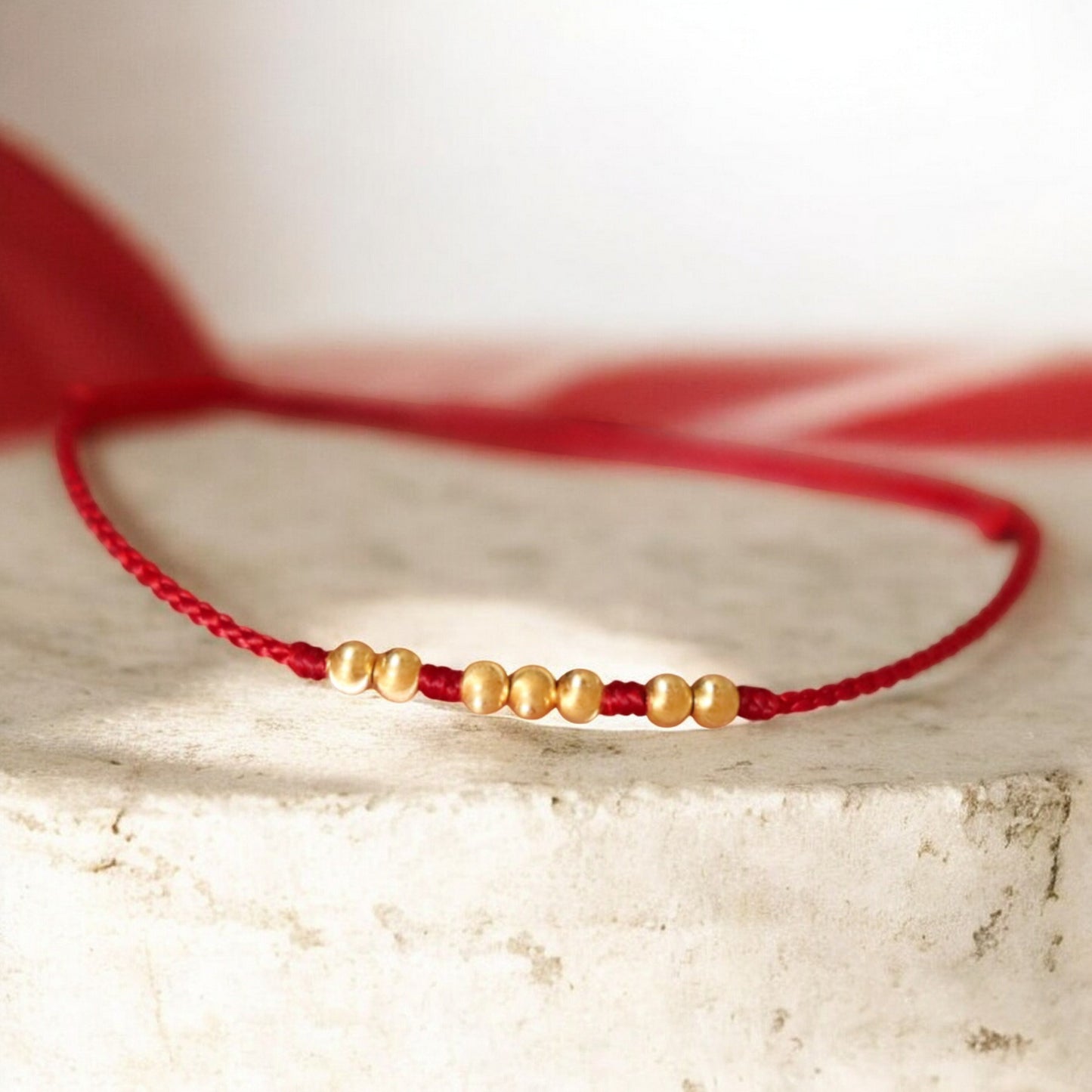 18K Gold Cat Eye Beads Braided String Rope Bracelet