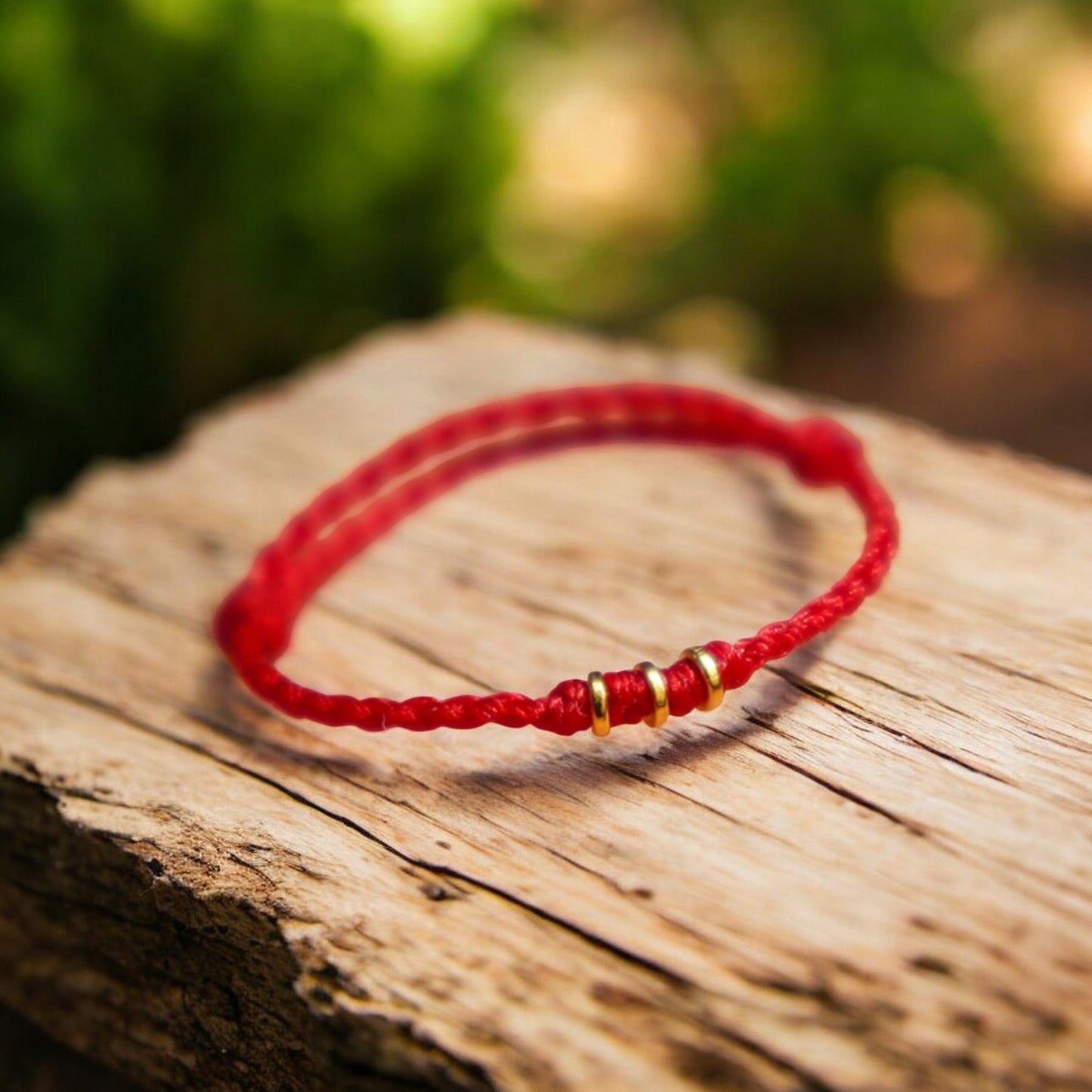 24K Gold Lucky Beads Minimal Charm Adjustable Hand-Woven Ring