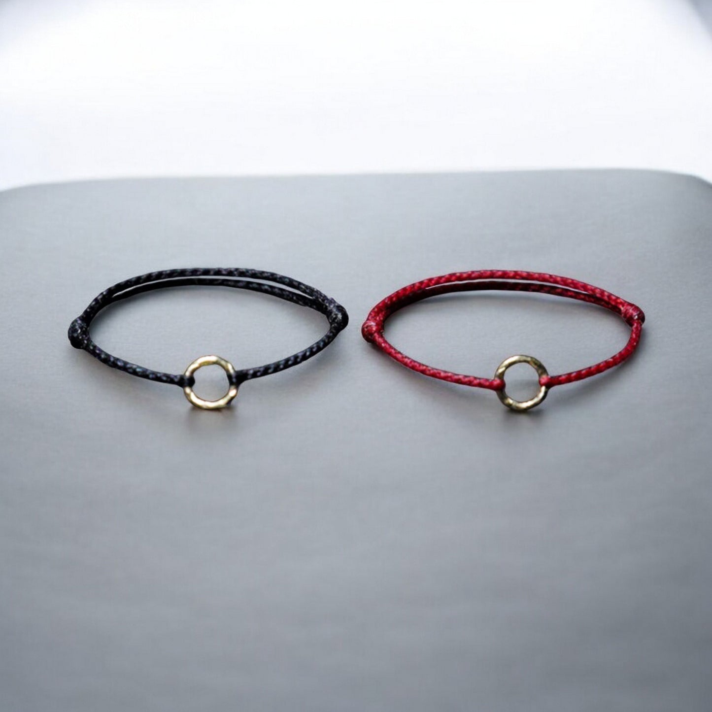 18K Gold Lucky Infinity Loop Round Charm Rope Adjustable Hand-Woven Ring