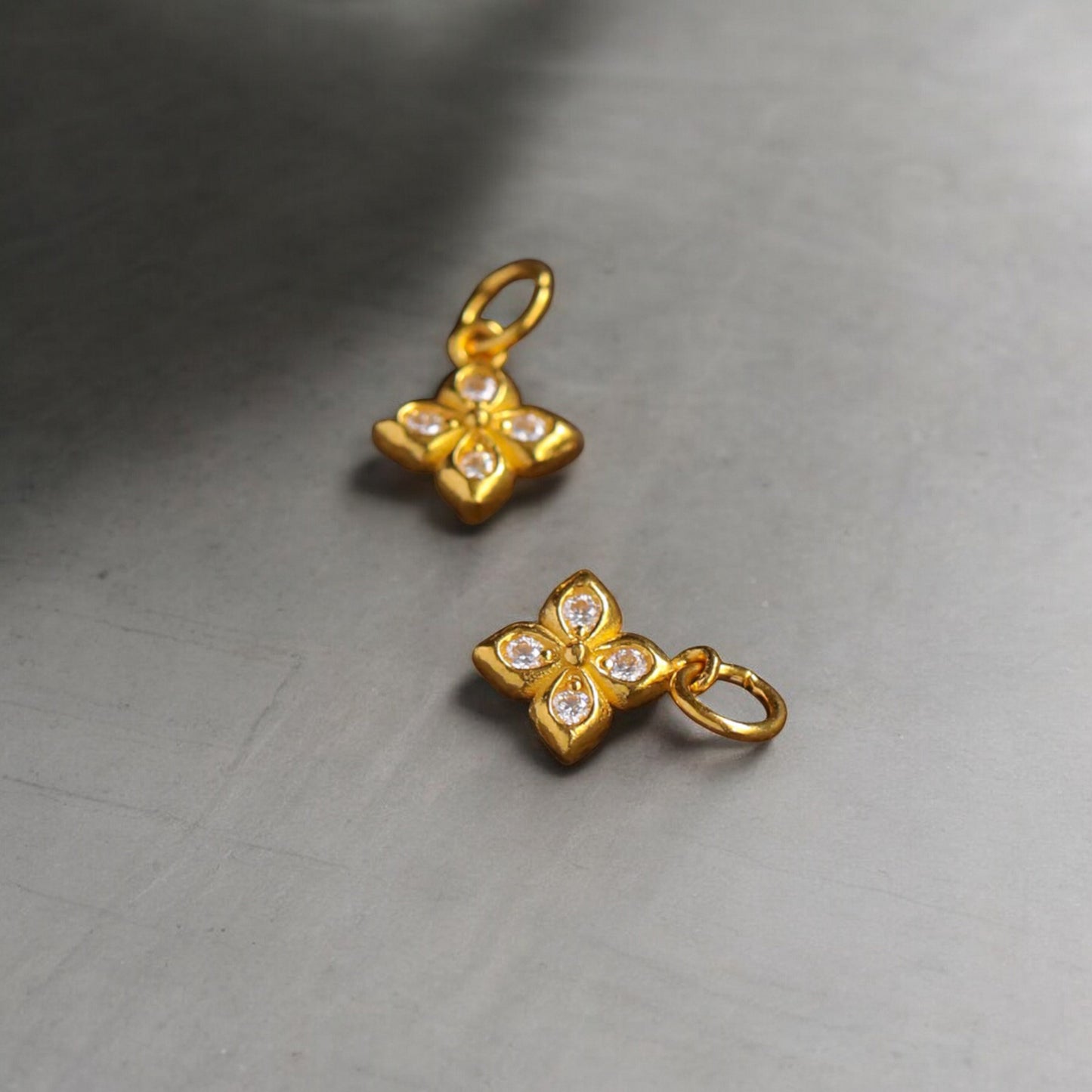 24K 999 Pure Gold Moissanite Clover D.I.Y Charm Pendant