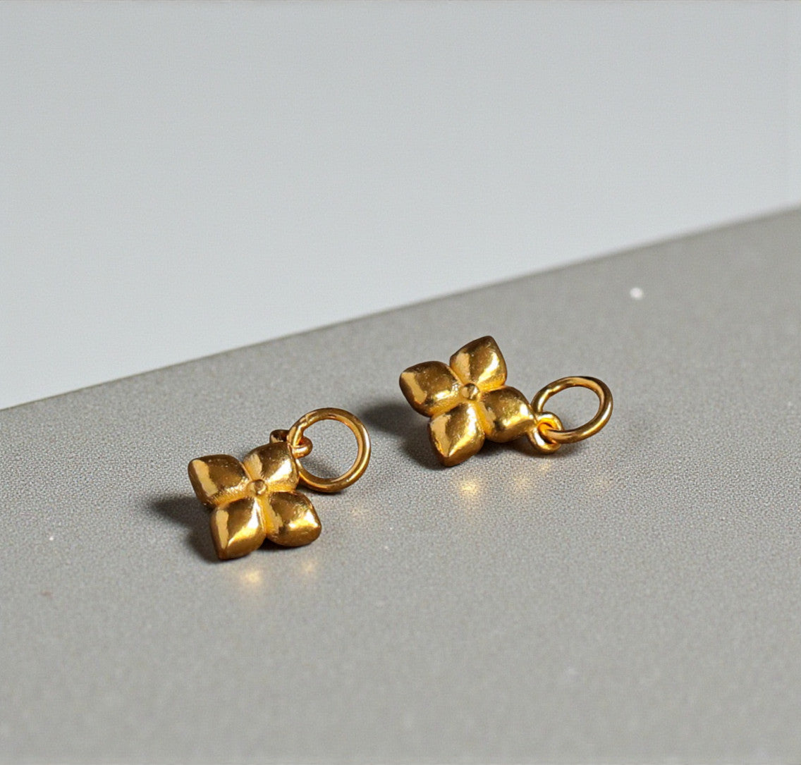 24K 999 Pure Gold Moissanite Clover D.I.Y Charm Pendant