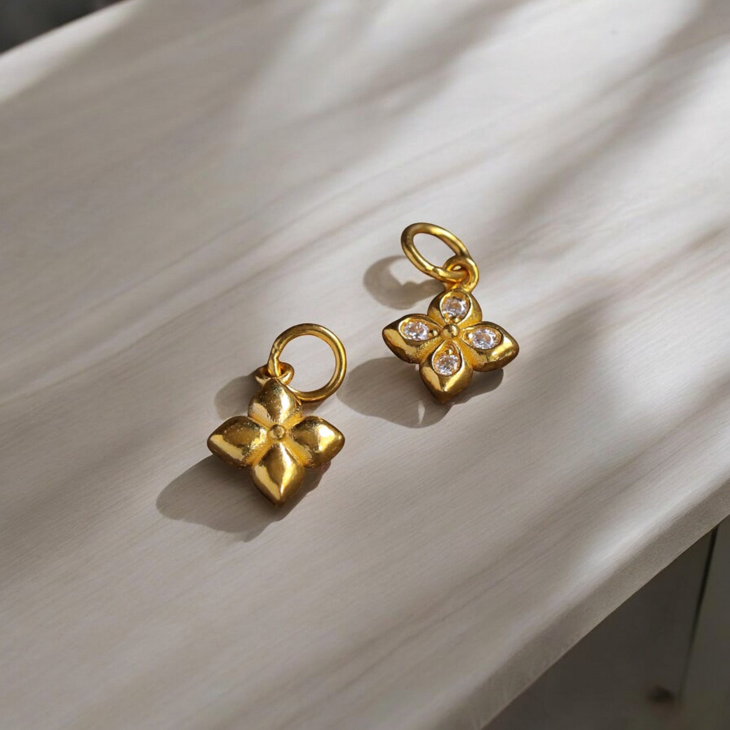 24K 999 Pure Gold Moissanite Clover D.I.Y Charm Pendant