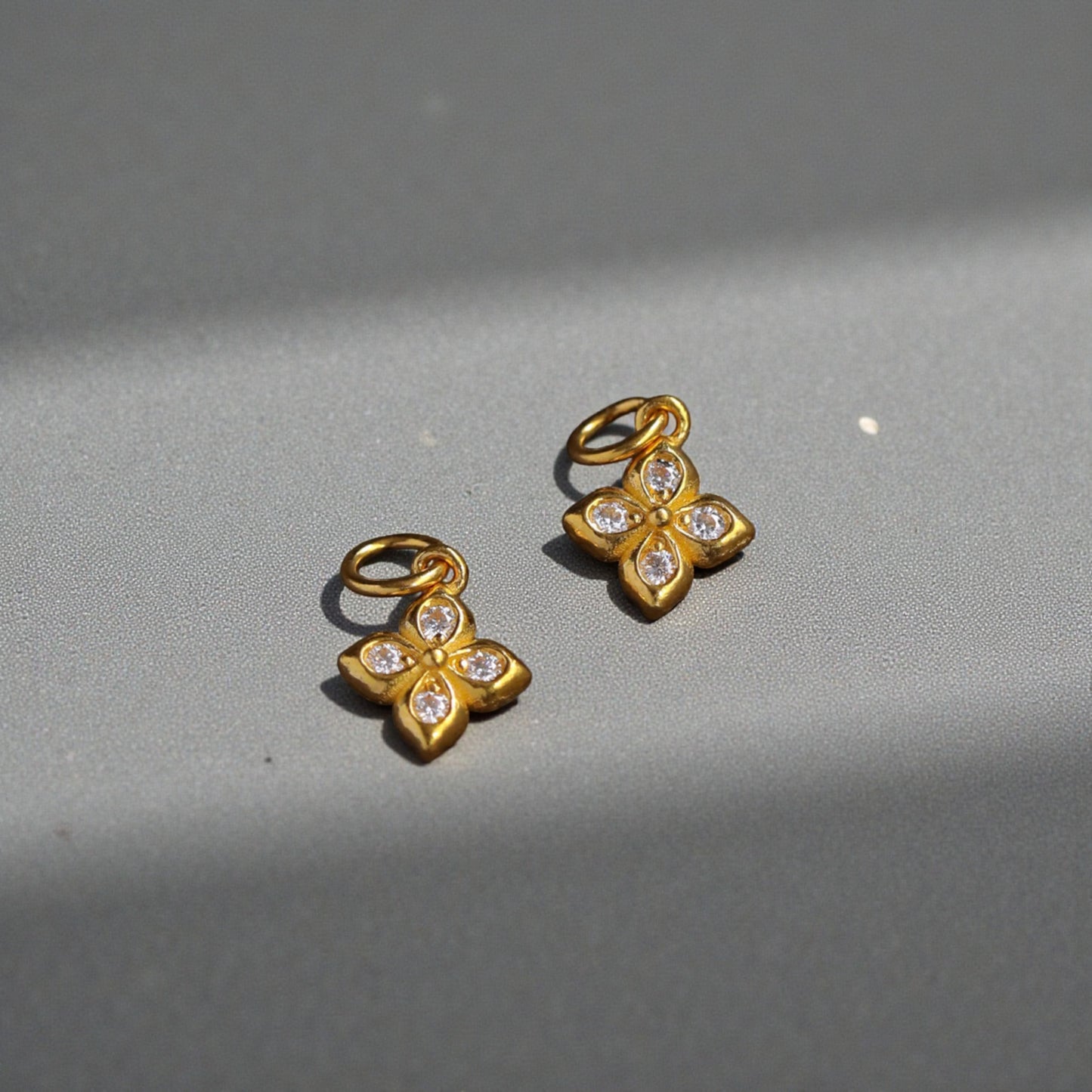 24K 999 Pure Gold Moissanite Clover D.I.Y Charm Pendant