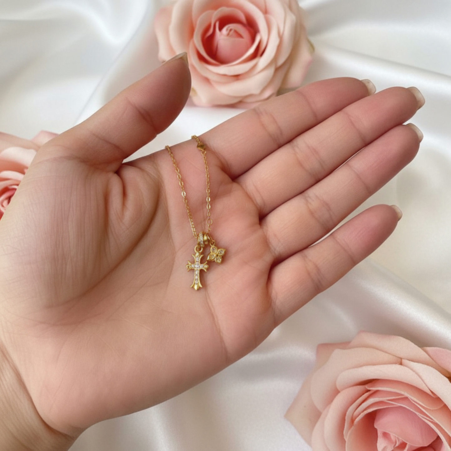 24K 999 Pure Gold Moissanite Clover D.I.Y Charm Pendant