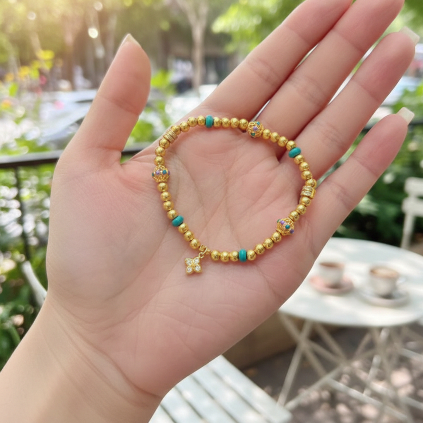 24K 999 Pure Gold Moissanite Clover D.I.Y Charm Pendant