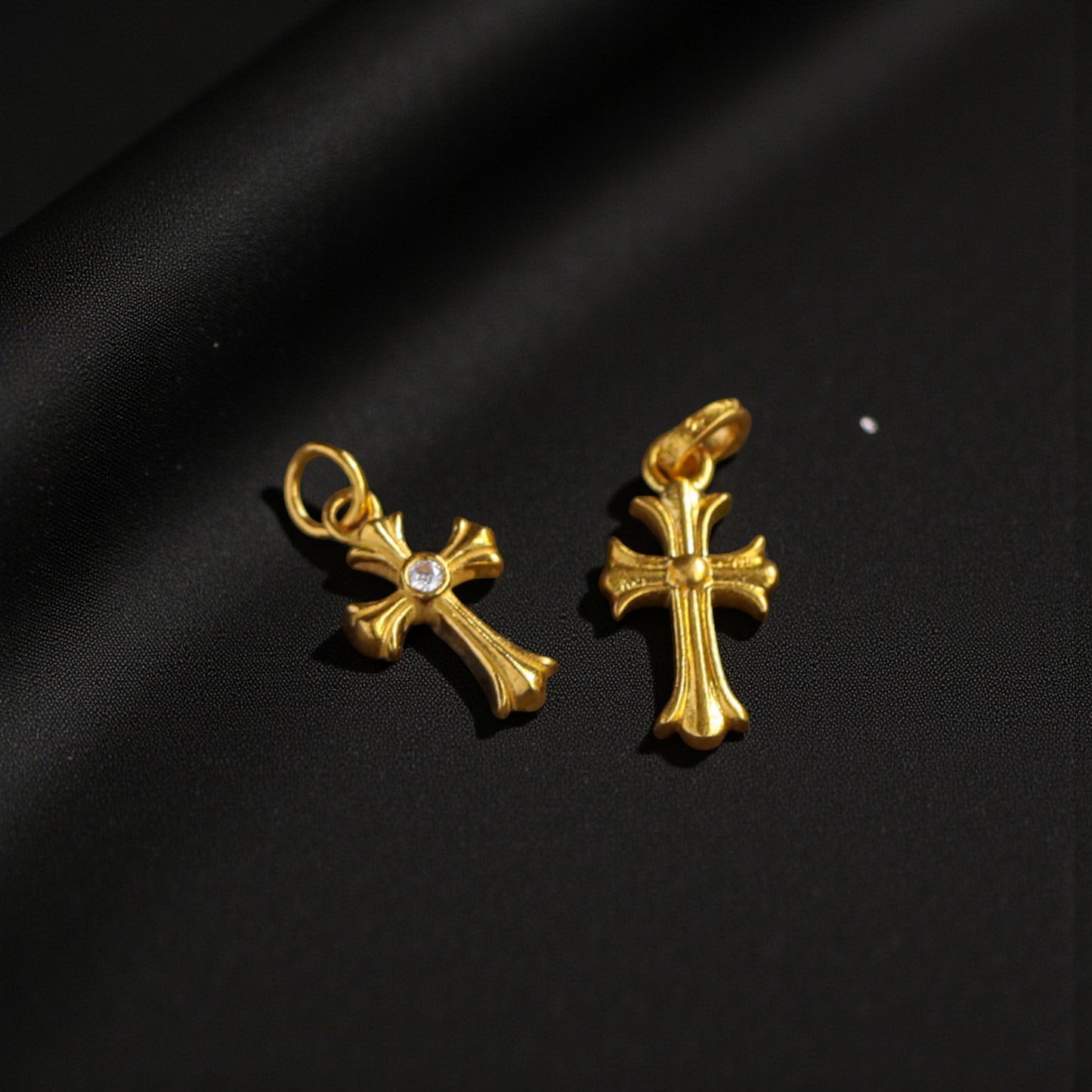 24K 999 Pure Gold Moissanite Cross Charm Pendant