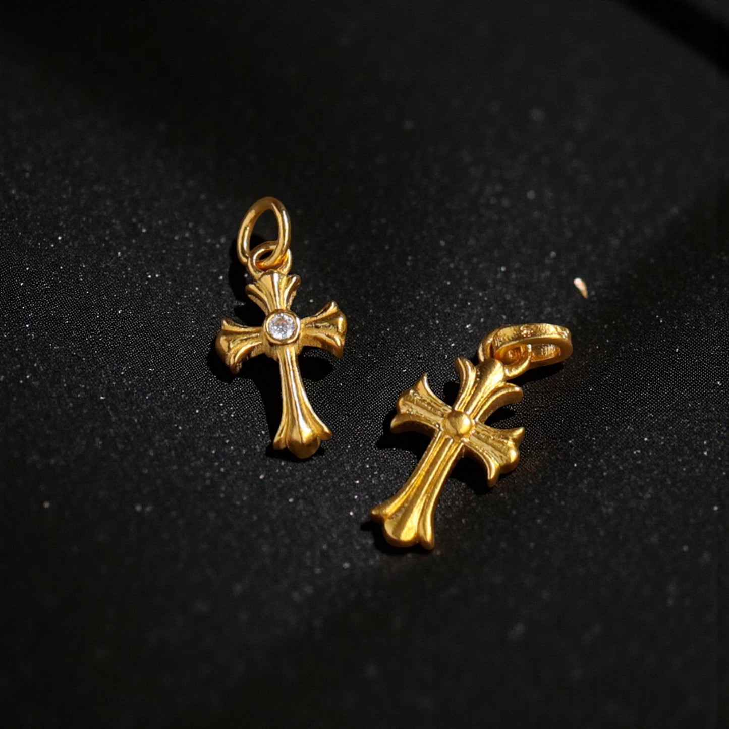 24K 999 Pure Gold Moissanite Cross Charm Pendant