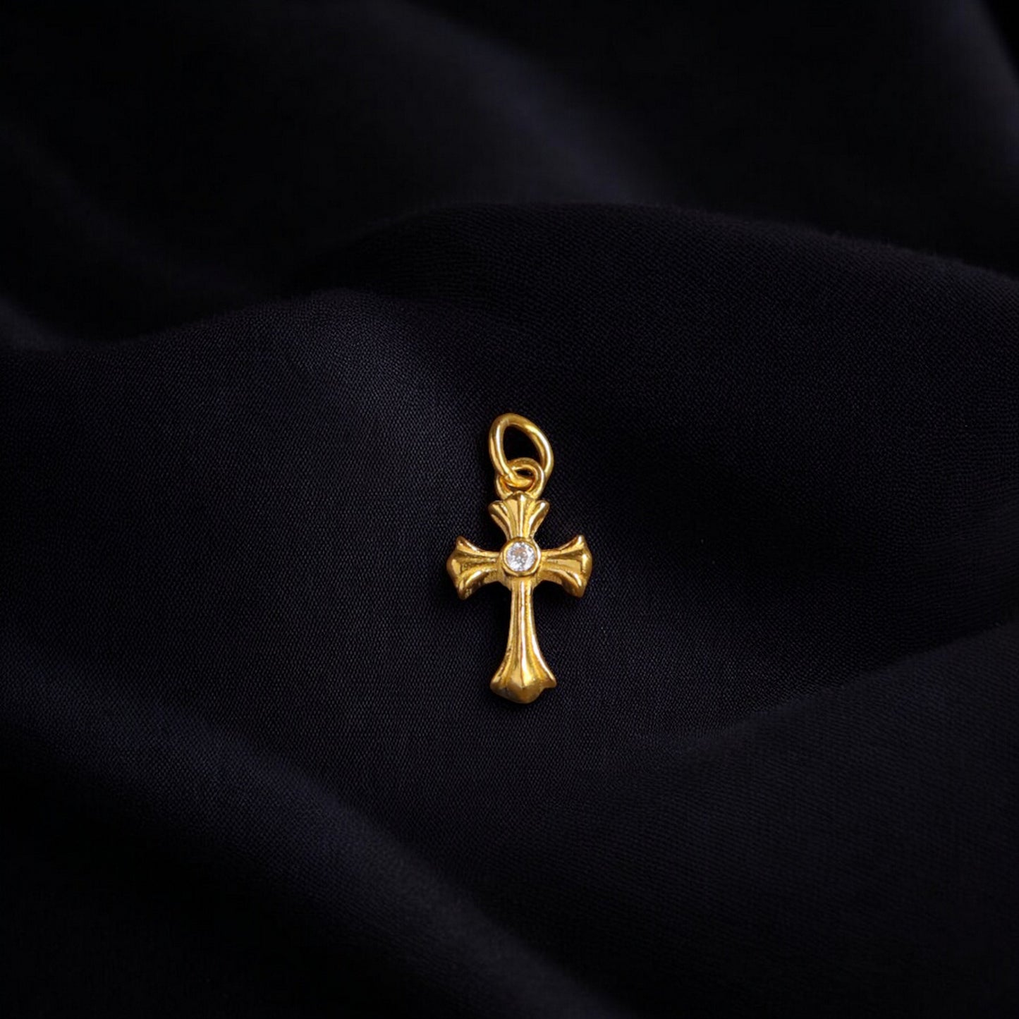 24K 999 Pure Gold Moissanite Cross Charm Pendant