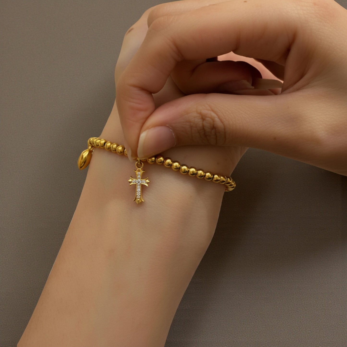 24K 999 Pure Gold Moissanite Cross Charm Pendant