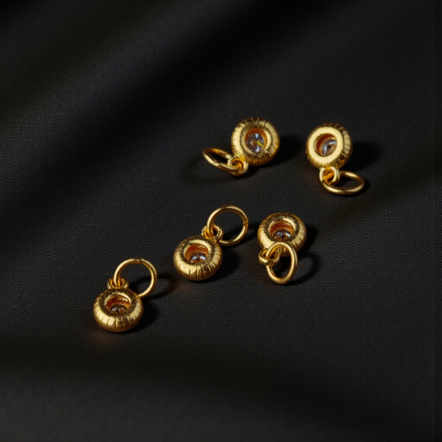 24K 999 Pure Gold Diamond Round Bead D.I.Y Charm Pendant