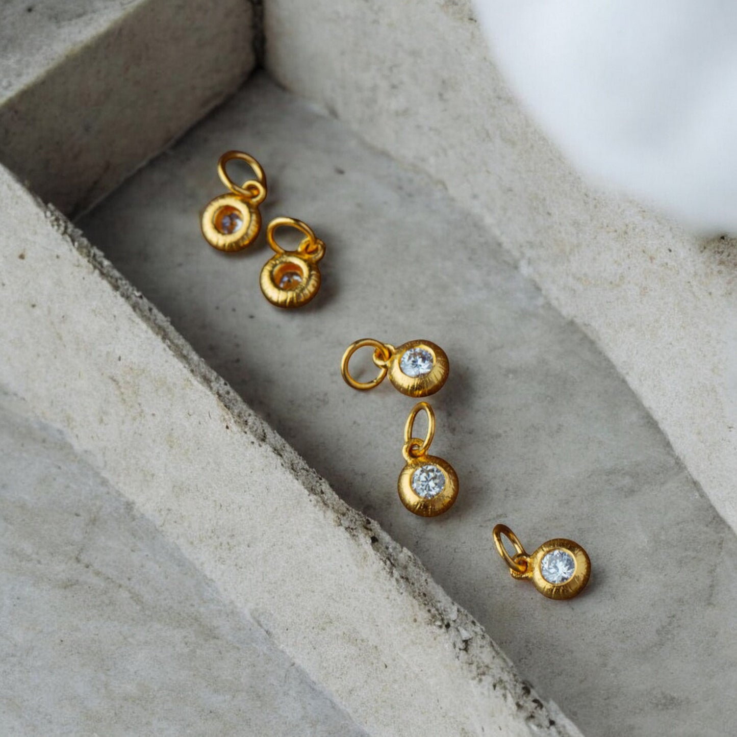 24K 999 Pure Gold Diamond Round Bead D.I.Y Charm Pendant