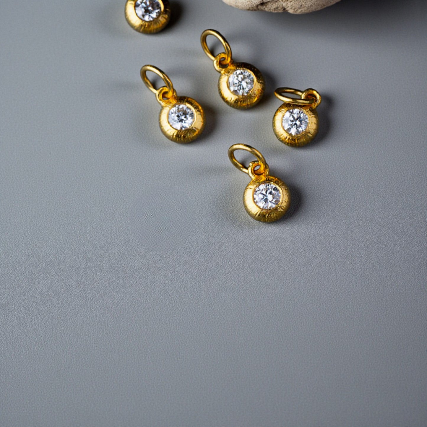 24K 999 Pure Gold Diamond Round Bead D.I.Y Charm Pendant