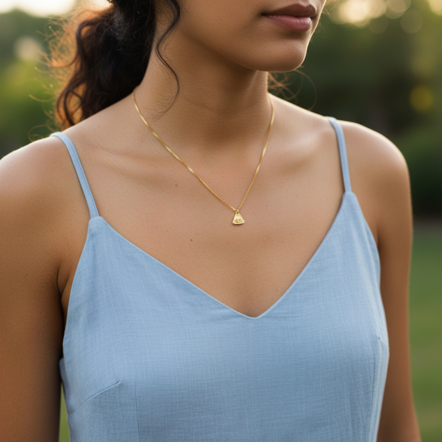 24K 999 Pure Gold Mini Moissanite Triangle Eye of Providence D.I.Y Charm Pendant