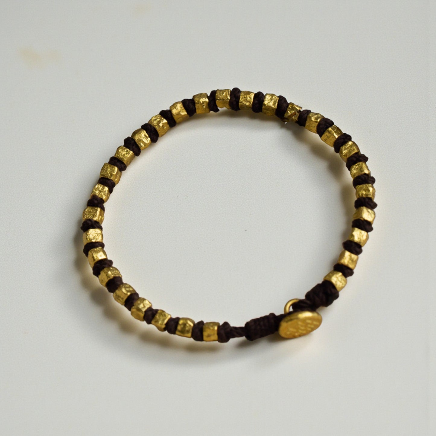 24K Pure 999 Gold Hammered Square Antique Style Men and Women Bracelet