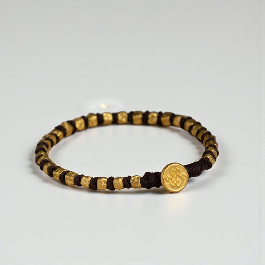 24K Pure 999 Gold Hammered Square Antique Style Men and Women Bracelet