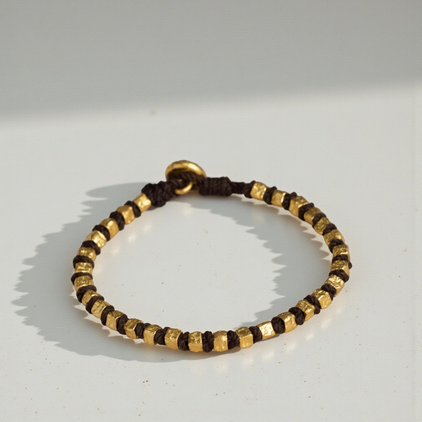 24K Pure 999 Gold Hammered Square Antique Style Men and Women Bracelet