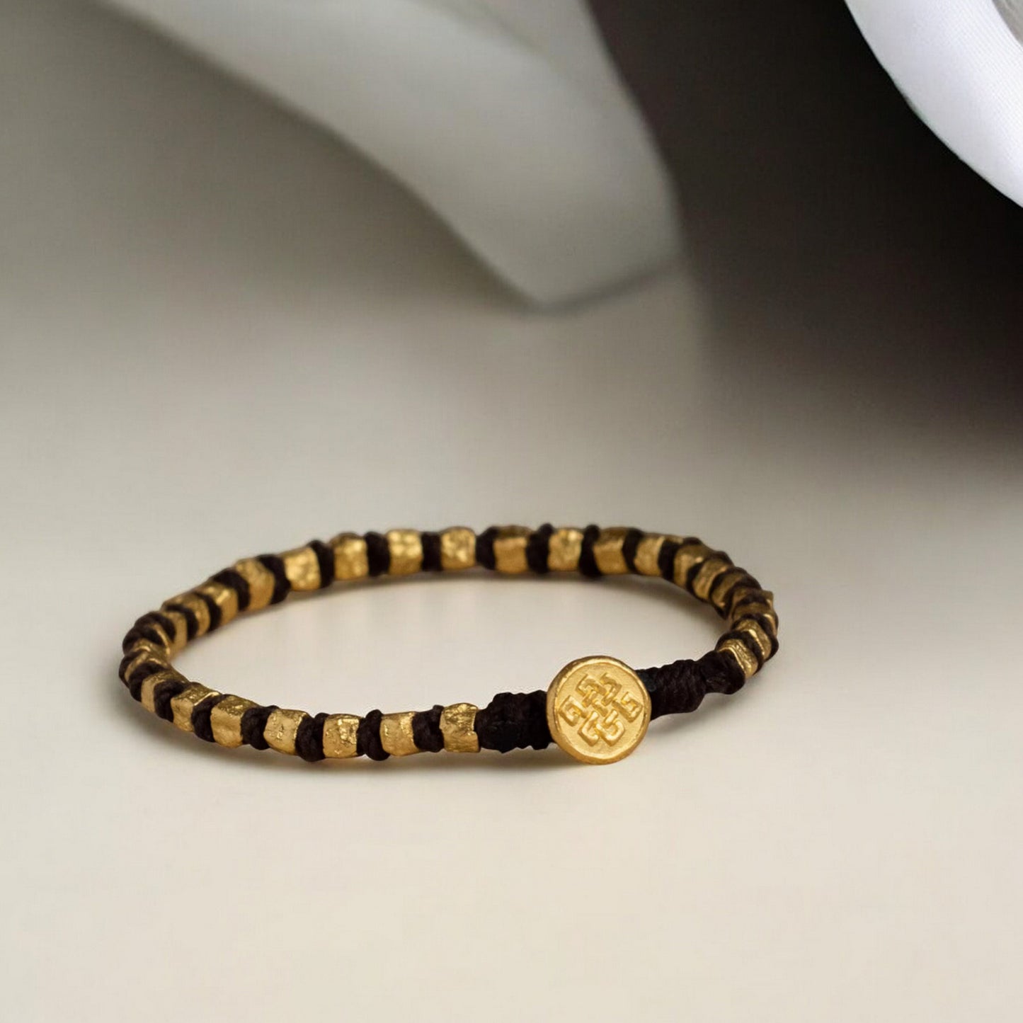 24K Pure 999 Gold Hammered Square Antique Style Men and Women Bracelet
