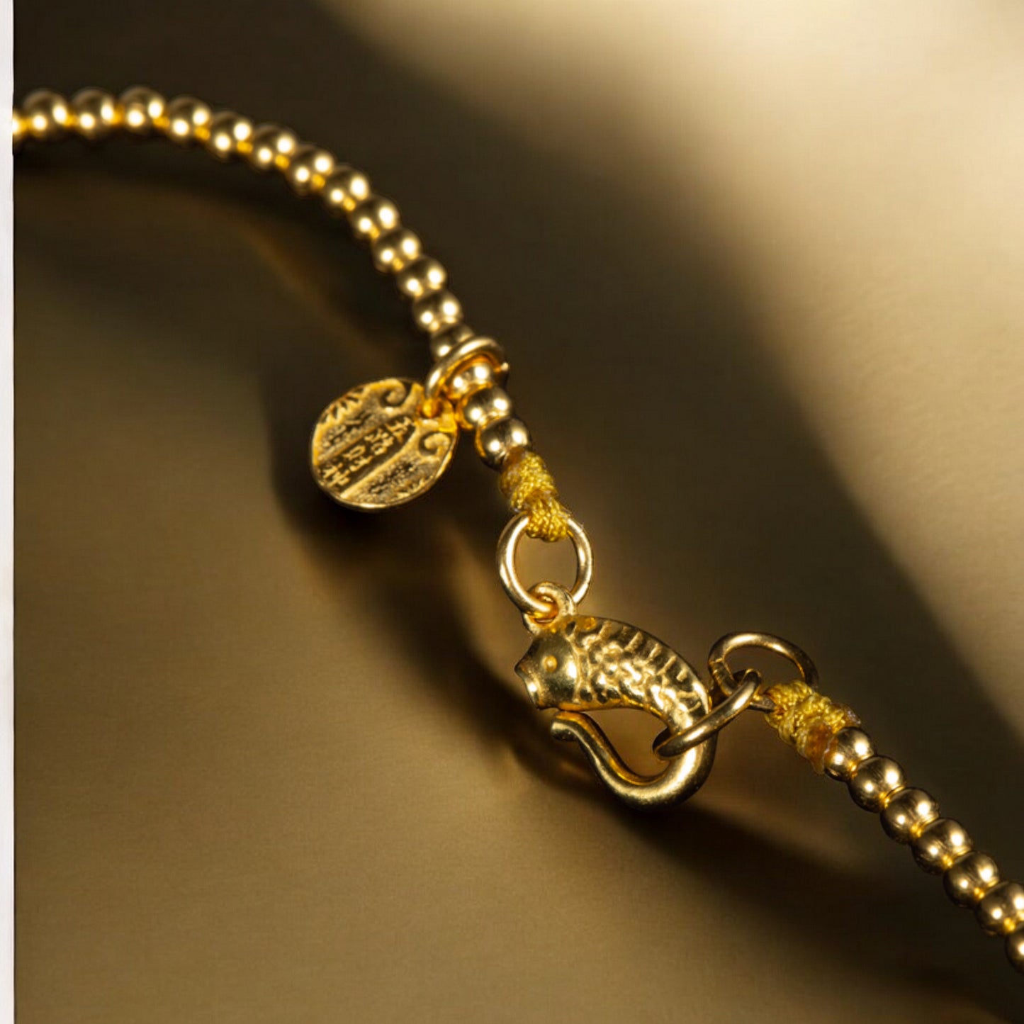 24K Pure 999 Gold Vajra Charm Five Wealth Gods Beads Bracelet