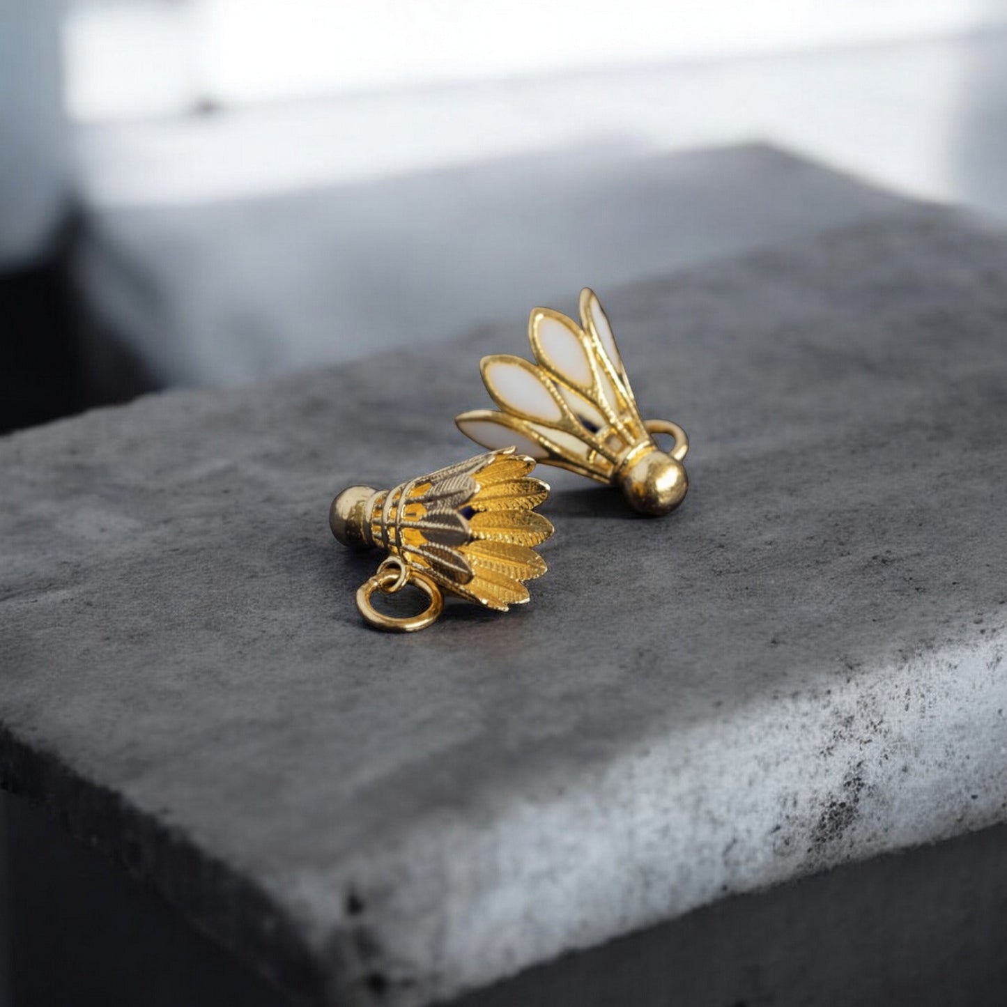24K 999 Pure Gold Mini Badminton with Enamel D.I.Y Charm Pendant