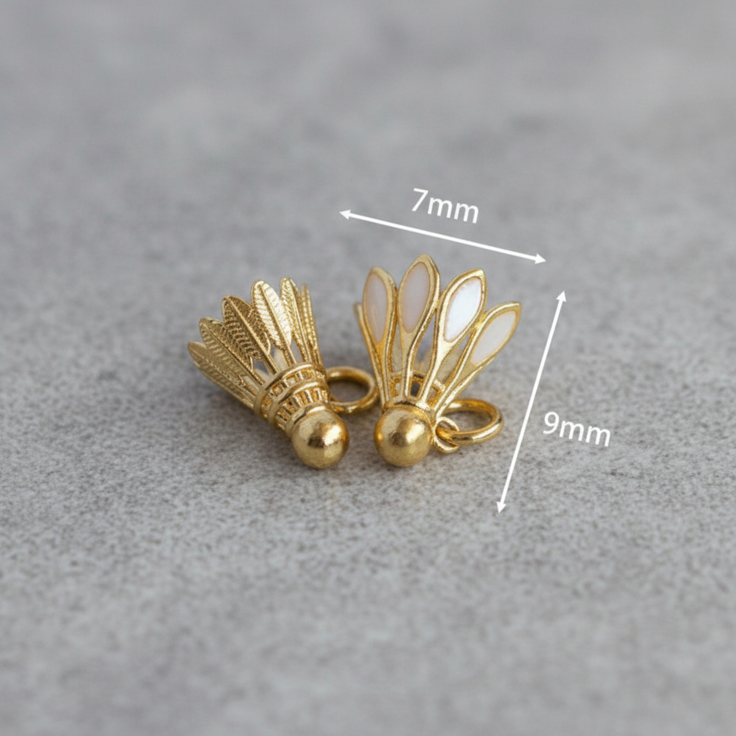 24K 999 Pure Gold Mini Badminton with Enamel D.I.Y Charm Pendant