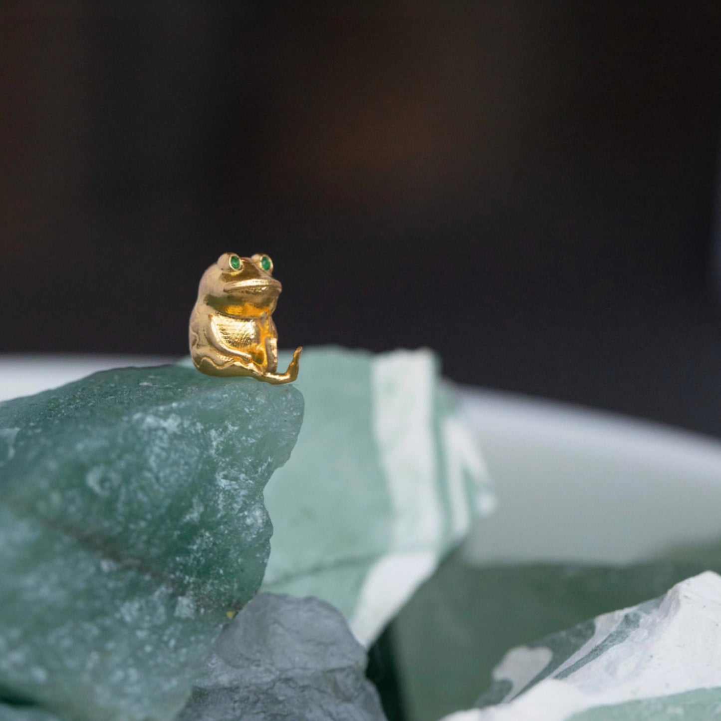 24K 999 Pure Gold Cute Small Moissanite Frog D.I.Y Charm