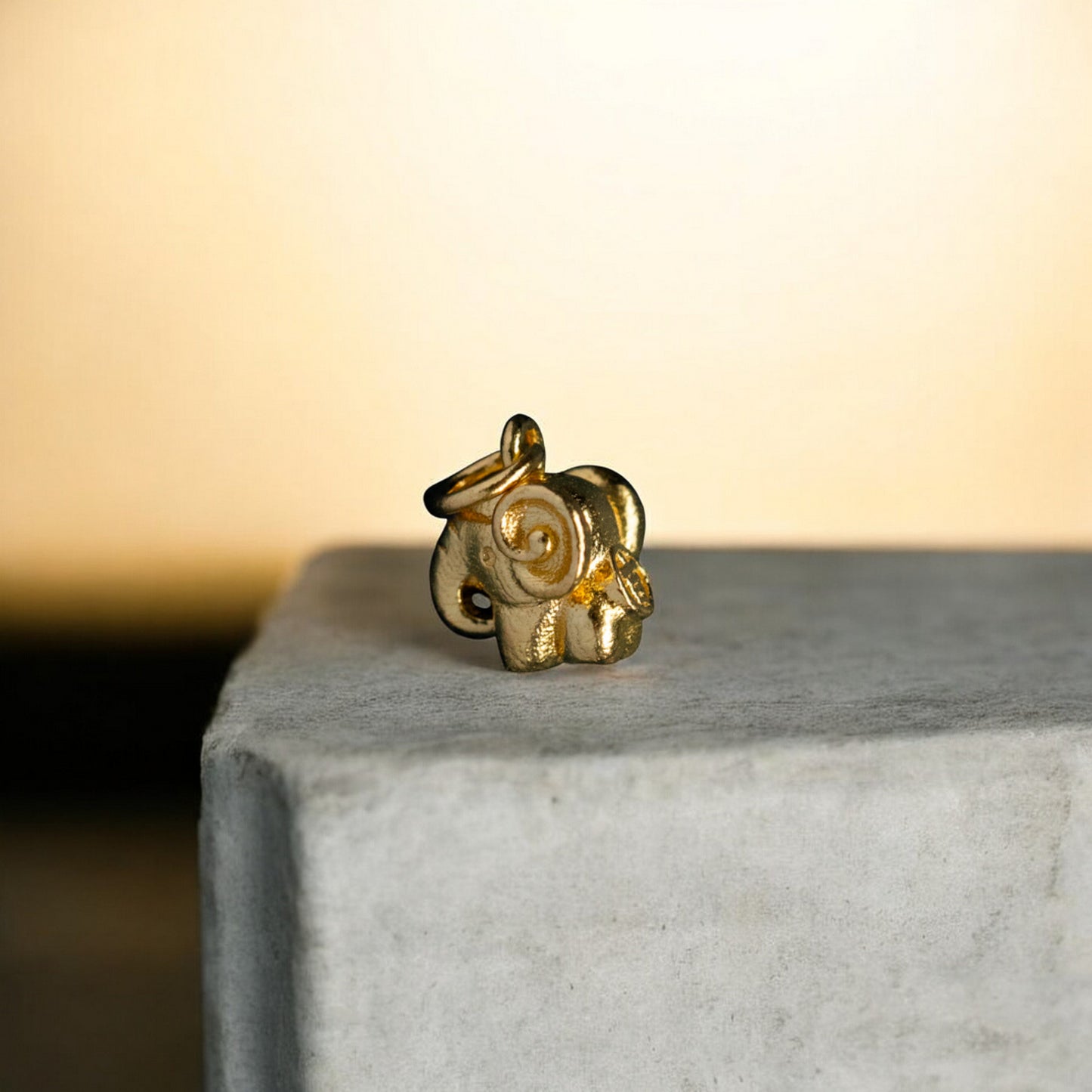 24K 999 Pure Gold Cute Big Ear Blessing Lucky Elephant D.I.Y Charm