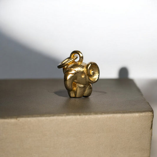 24K 999 Pure Gold Cute Big Ear Blessing Lucky Elephant D.I.Y Charm