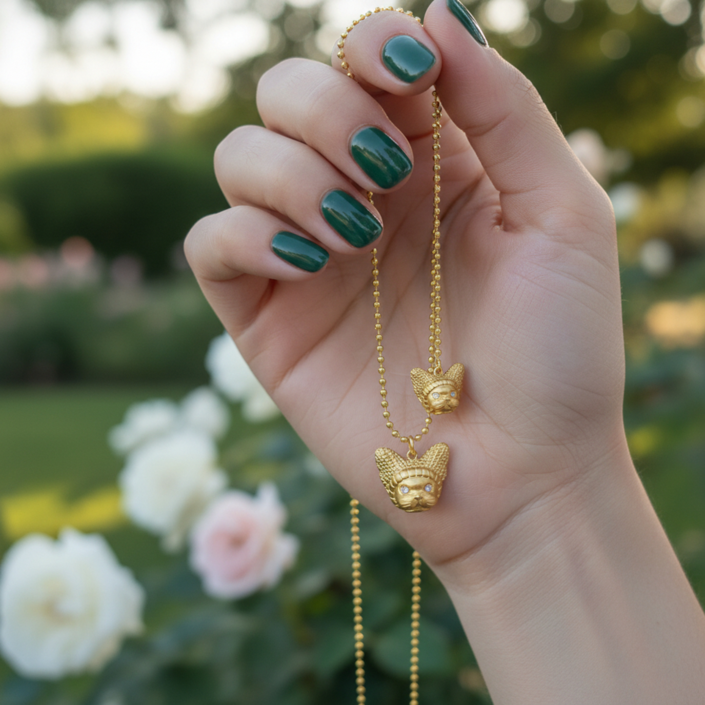 24K 999 Pure Gold Cute Knitted Hat on Kitten Cat D.I.Y Charm Pendant