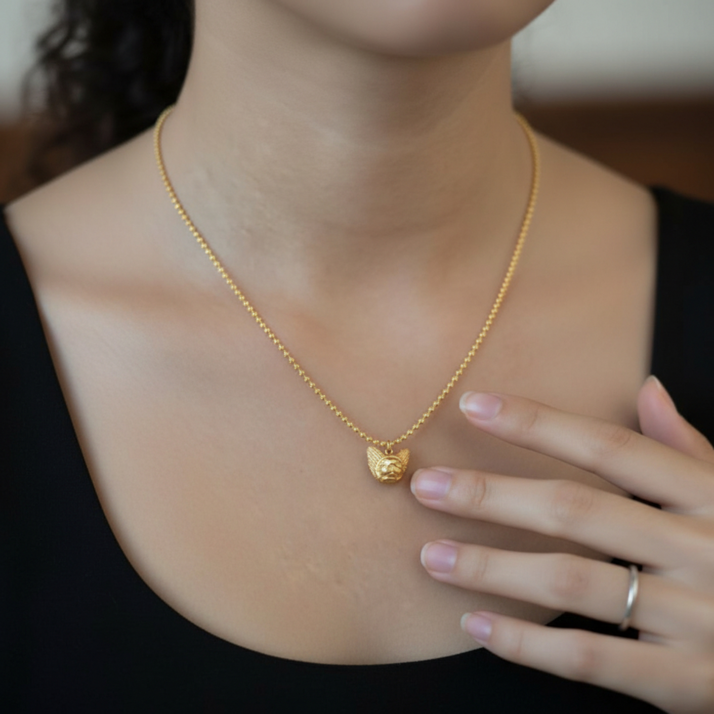 24K 999 Pure Gold Cute Knitted Hat on Kitten Cat D.I.Y Charm Pendant