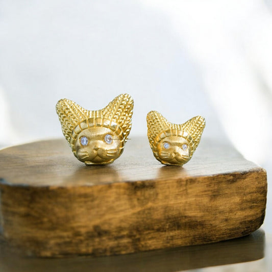 24K 999 Pure Gold Cute Knitted Hat on Kitten Cat D.I.Y Charm Pendant