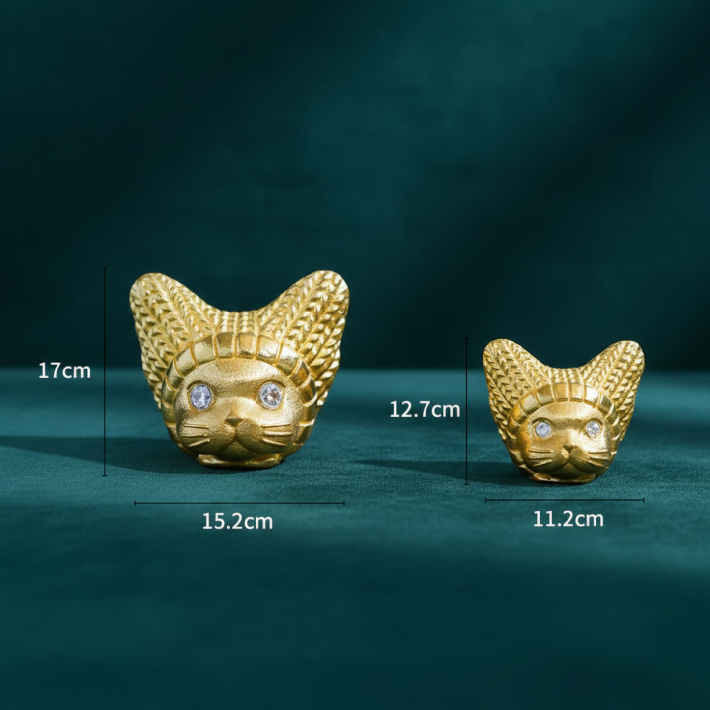 24K 999 Pure Gold Cute Knitted Hat on Kitten Cat D.I.Y Charm Pendant