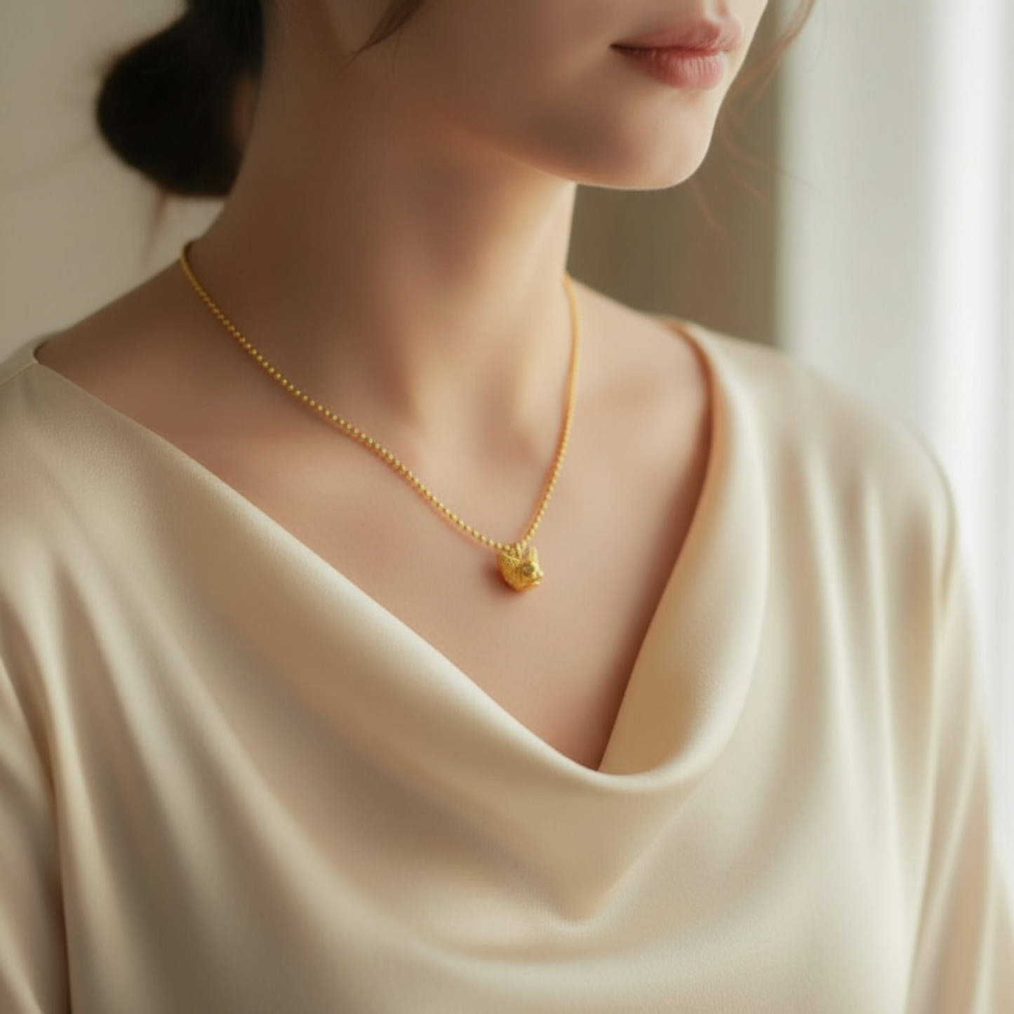 24K 999 Pure Gold Cute Knitted Hat on Kitten Cat D.I.Y Charm Pendant