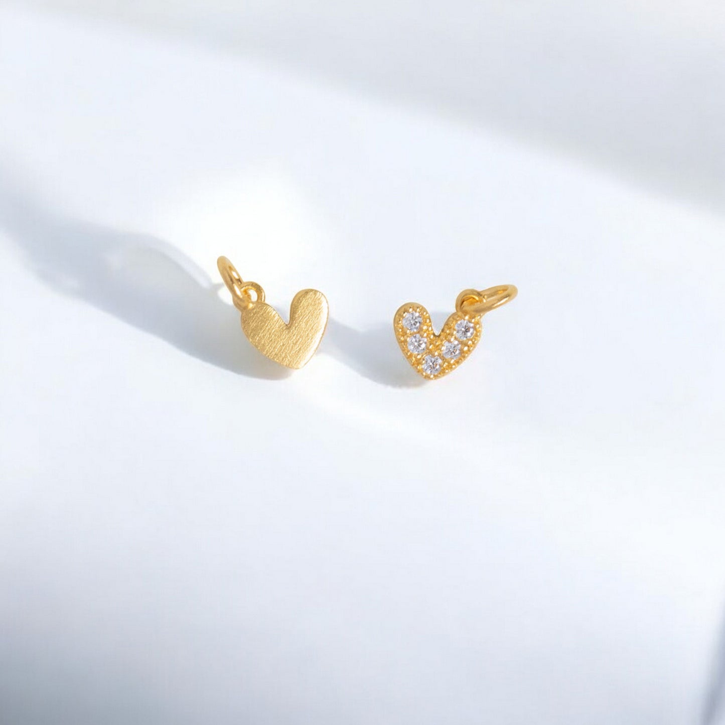 24K 999 Pure Gold Very Mini D.I.Y Moissanite Heart Star Charm Accessories